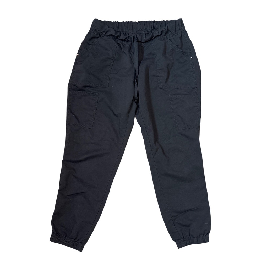 Scrubstar Women‎ Black Jogger Scrub Pants Petite Medium Cargo Drawstring RN93643